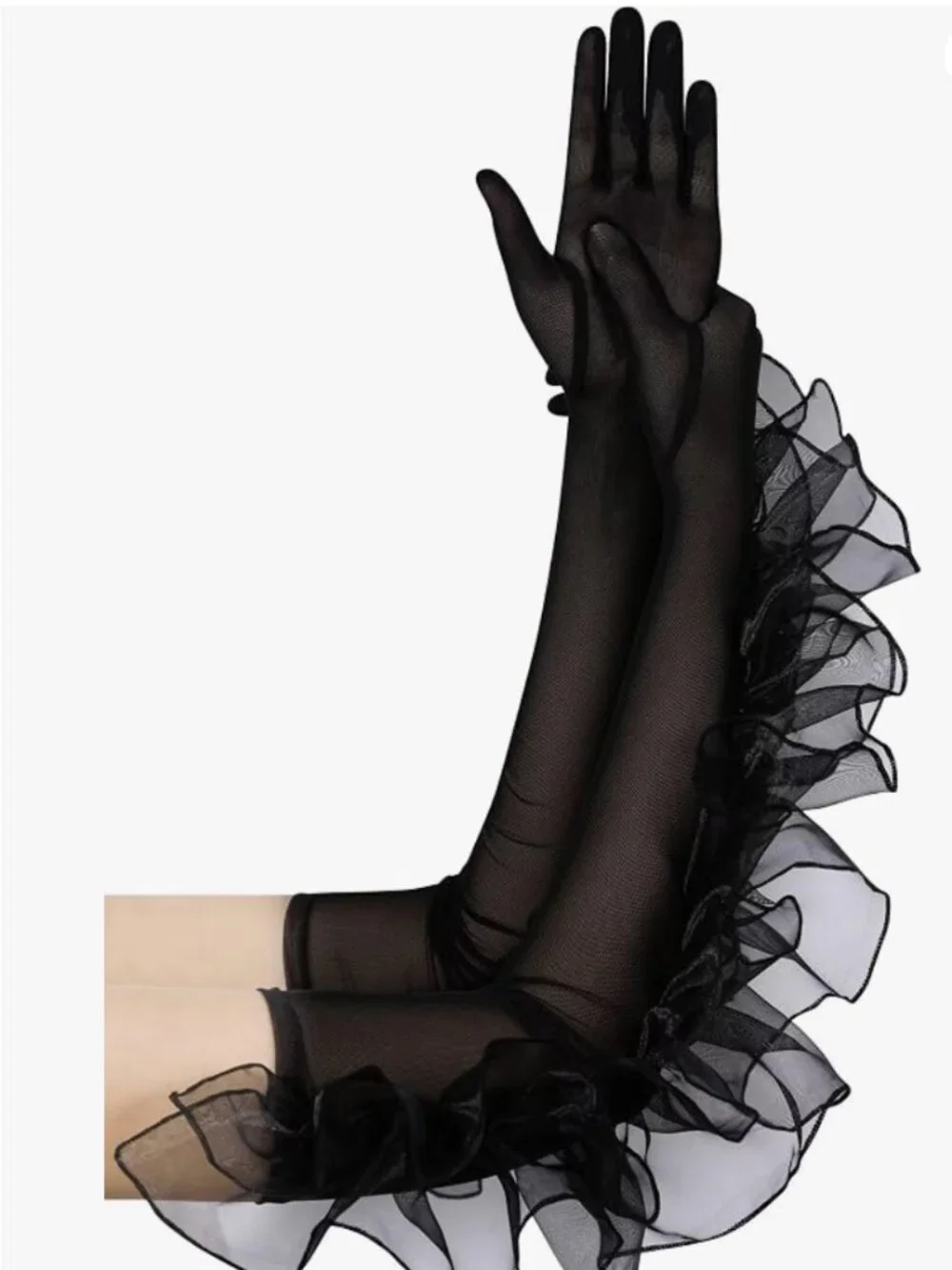 Women's Long Puffy Oversize Ruffle Gloves